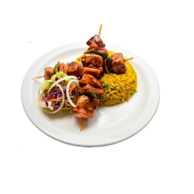 Chicken Kebabs & Fried Rice